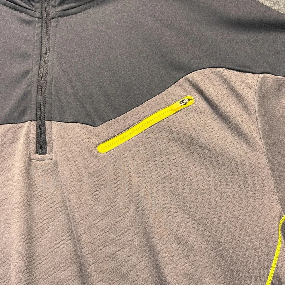 Adidas‎ Climalite Quarter Zip Pullover Mens XL Gray Yellow Running Athletic Top